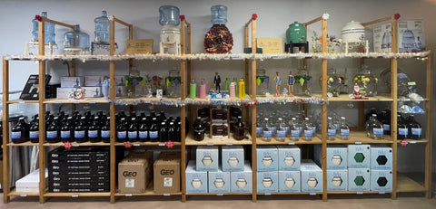 Small Glass Water Bottles Display