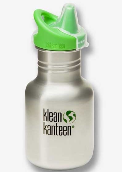 Klean Kanteen 12oz Stainless Steel Kid Classic Bottle w/green sippy cap