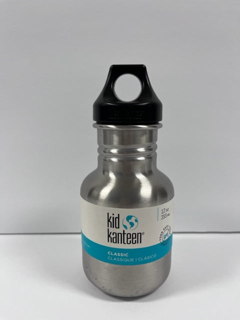 Klean Kanteen 12oz Stainless Steel Kid Classic Bottle w/black loop cap