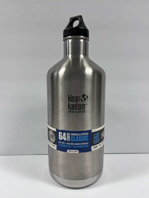 Klean Kanteen 64oz Stainless Steel Classic Vac Insulated Bottle w/black loop