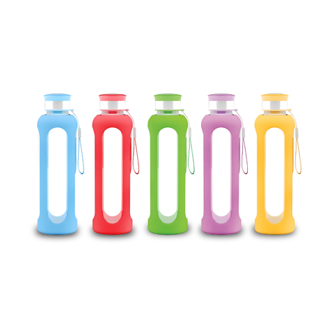 18oz Glass Bottles with Protective Silicone Sleeve
