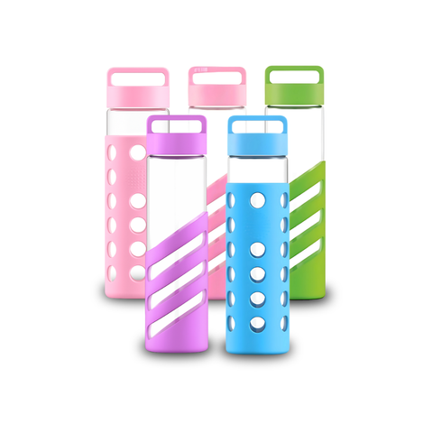 24oz Glass Bottles with Protective Silicone Sleeve