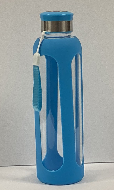 GoGreen 18oz Glass Bottle Blue Silicone