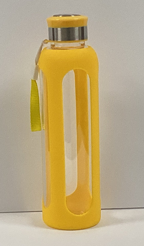 GoGreen 18oz Glass Bottle Yellow Silicone