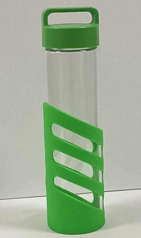 GoGreen 24oz Glass Bottle Stripe Green Silicone