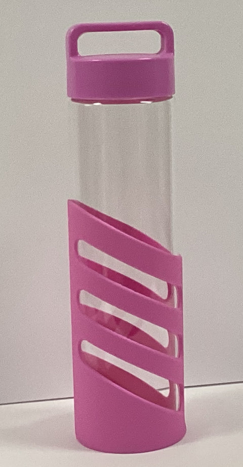 GoGreen 24oz Glass Bottle Stripe Purple Silicone