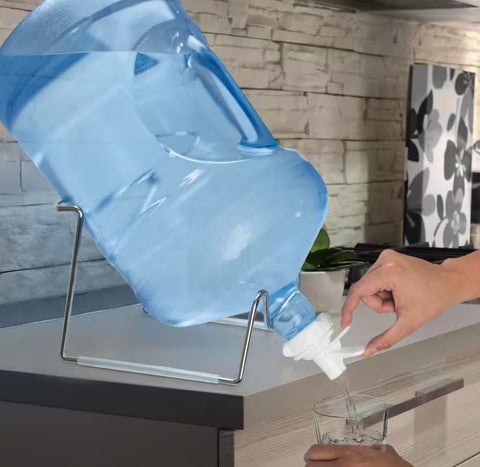 Metal-Plated Water Bottle Stand & Dispenser Cap Combo